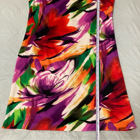 TIANA B. DRESS FLORAL Abstract ROUND NECK STRETCH Colorful Floral Sleeveless M - Picture 10 of 12